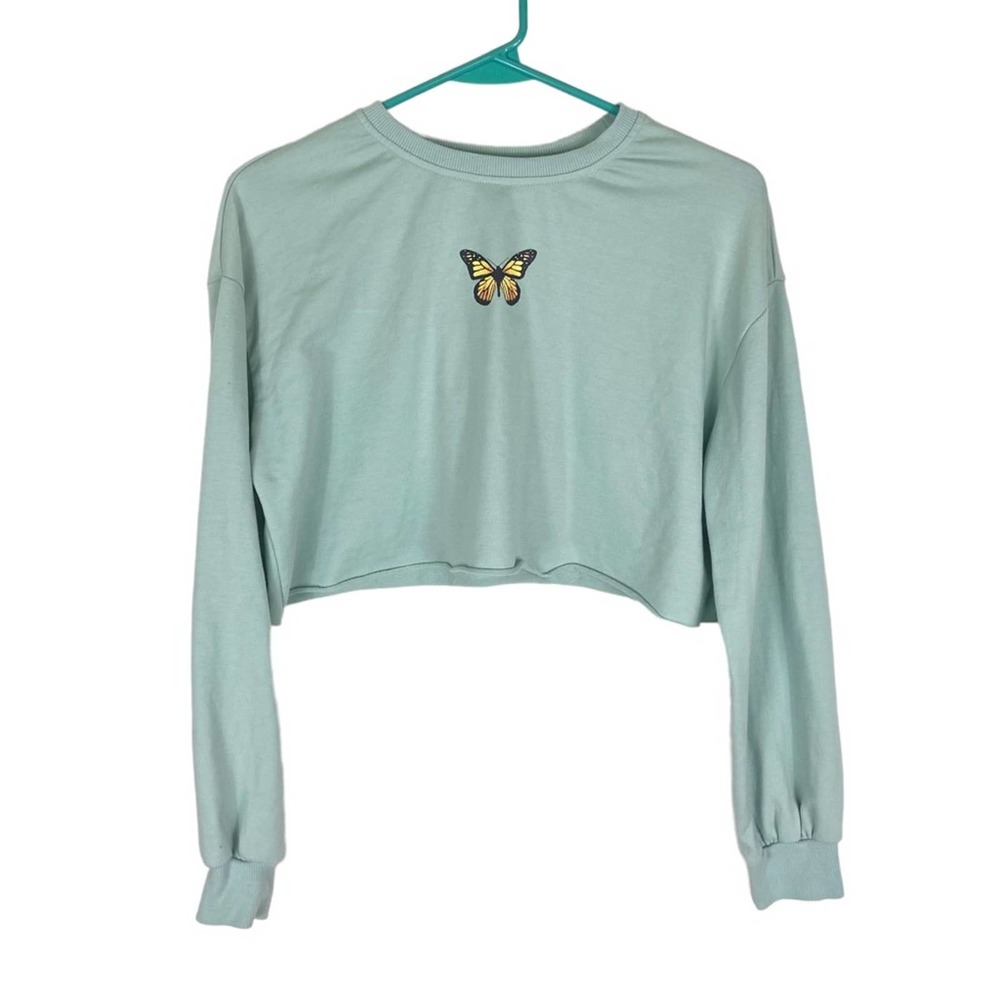 Shein Butterfly Crop Sweatshirt